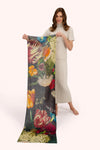 Wool Wrap Scarf - Opulant Florals, Chocolate