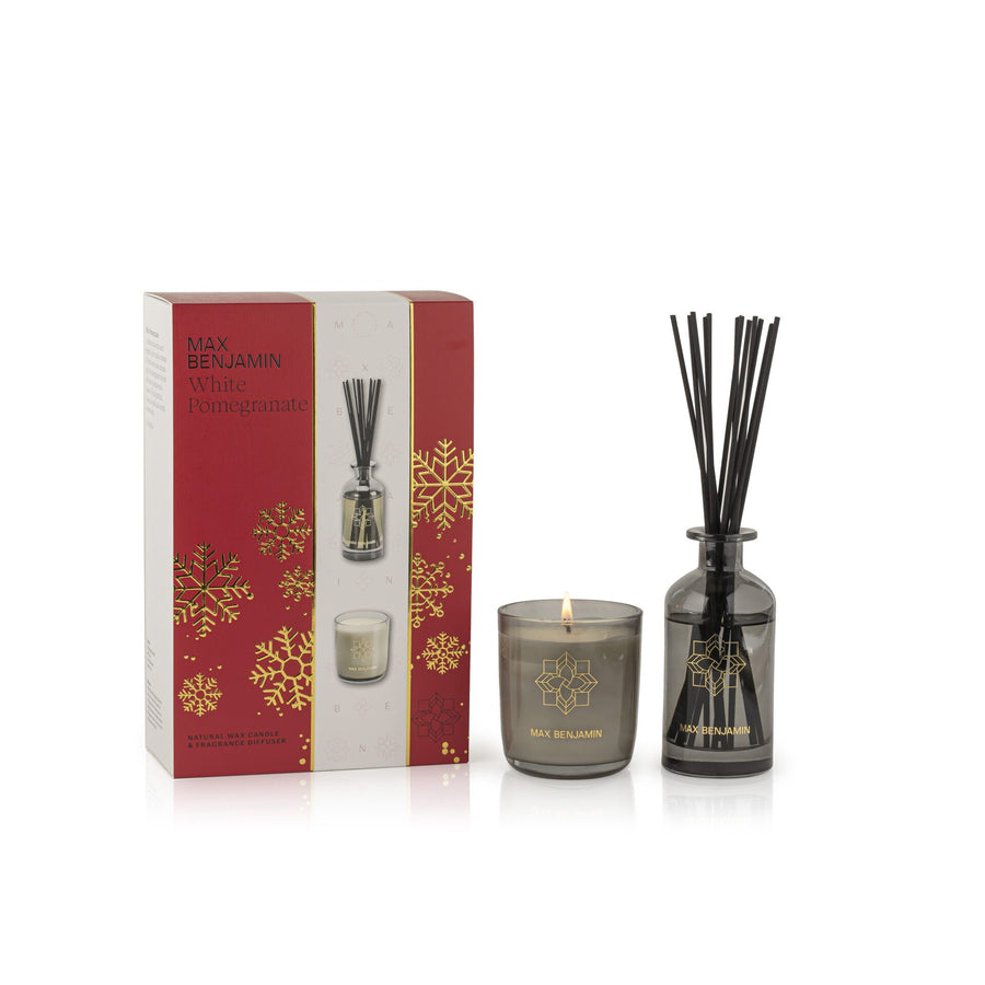 Max Benjamin White Pomegranate Candle & Diffuser Gift Set