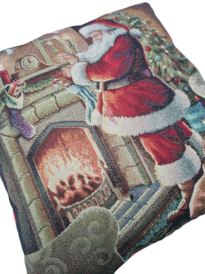 Lurex Christmas House Christmas Pillowcase in Gobelin: Santa Claus Camino