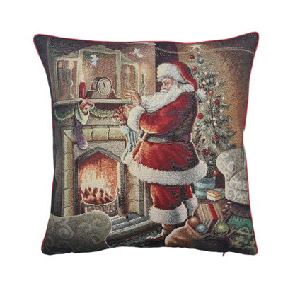 Lurex Christmas House Christmas Pillowcase in Gobelin: Santa Claus Camino