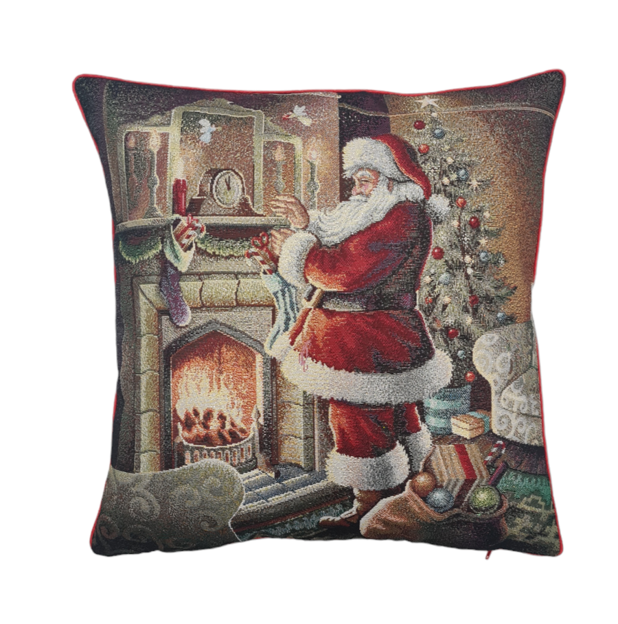 Lurex Christmas House Christmas Pillowcase in Gobelin: Santa Claus Camino