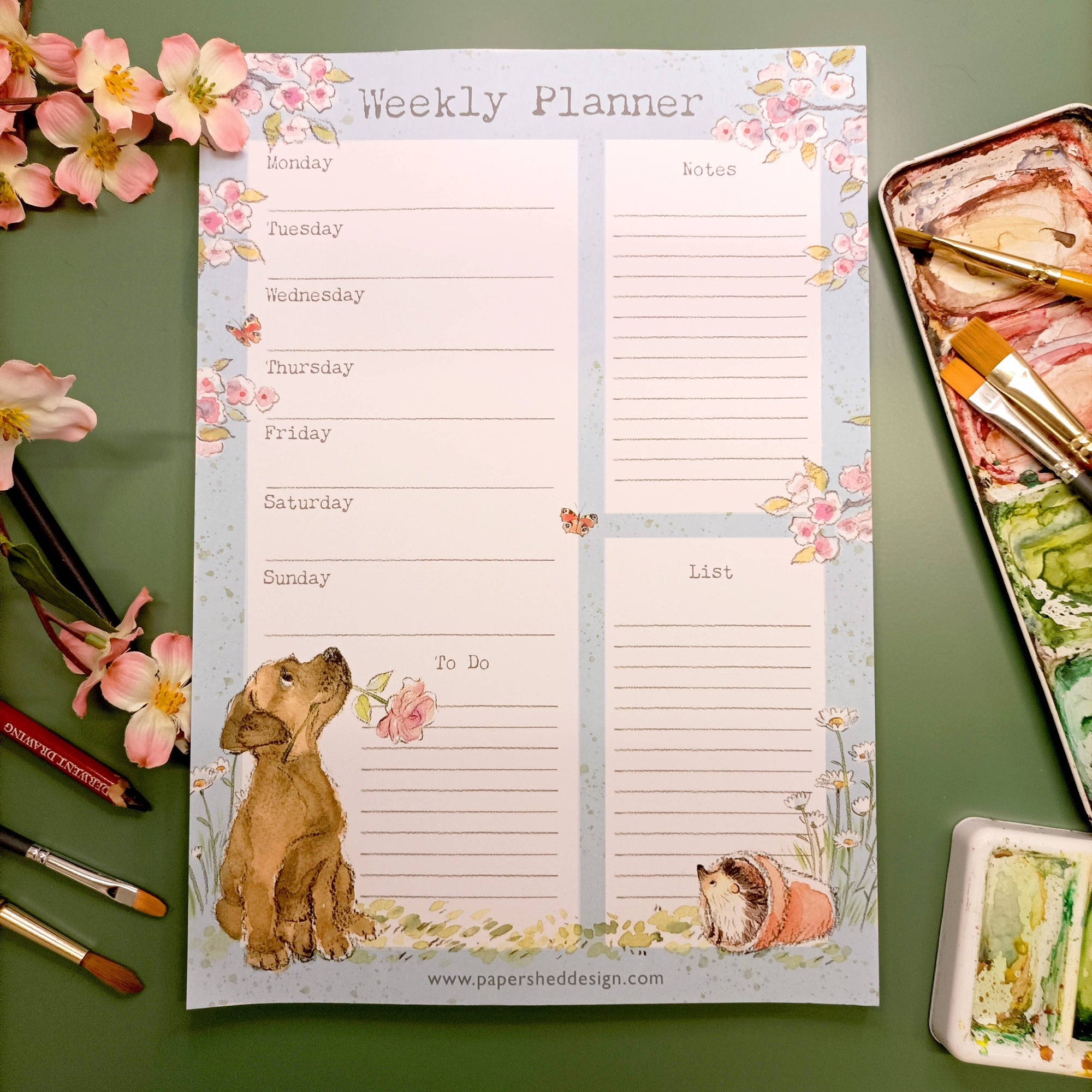 Weekly Planner A4 - Cute Puppy Illustration - WPLAN03