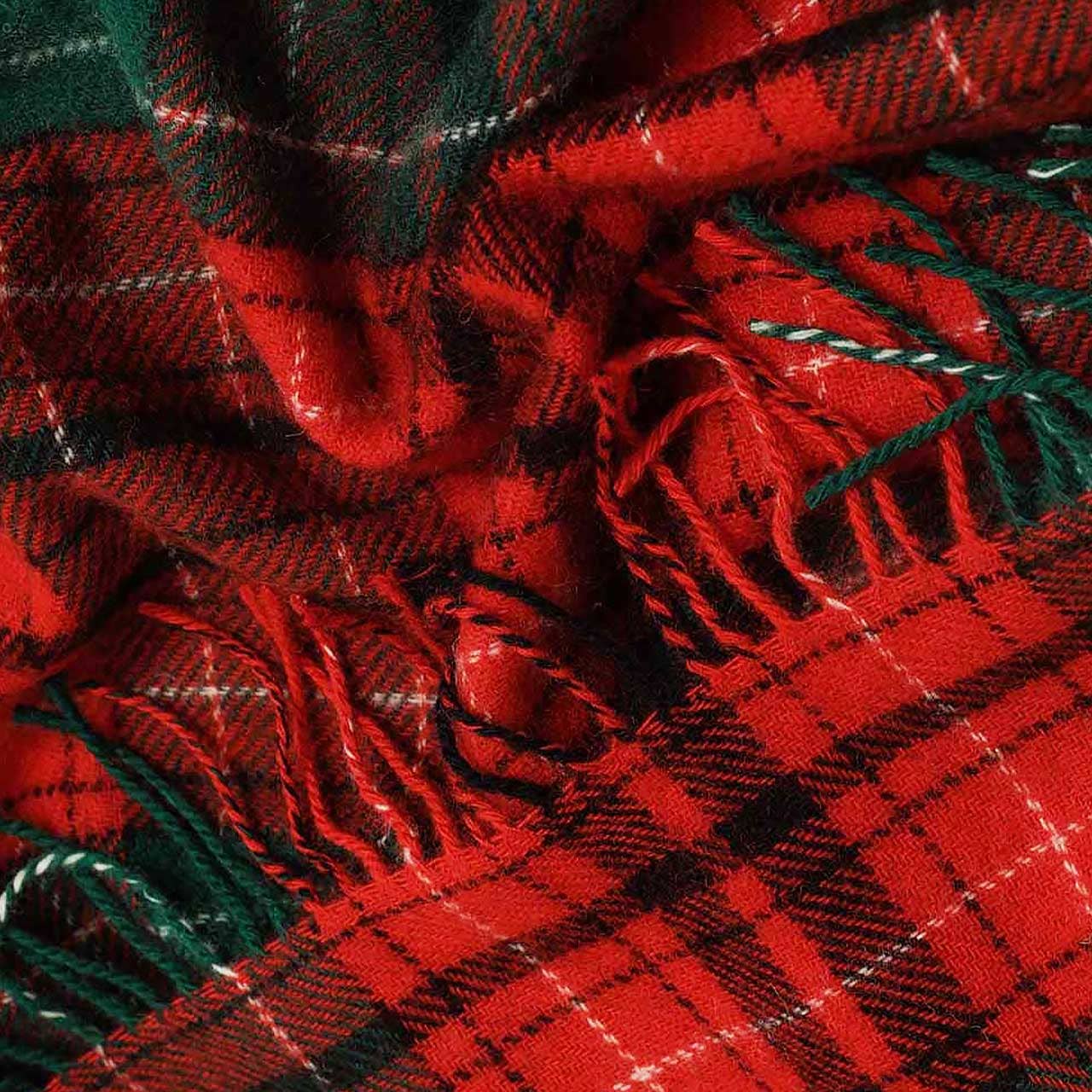 Wool Throw Blanket TARTAN NOEL - red, green