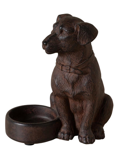 Seated dog tealight holder