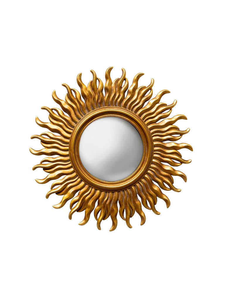 Convex mirror with flames