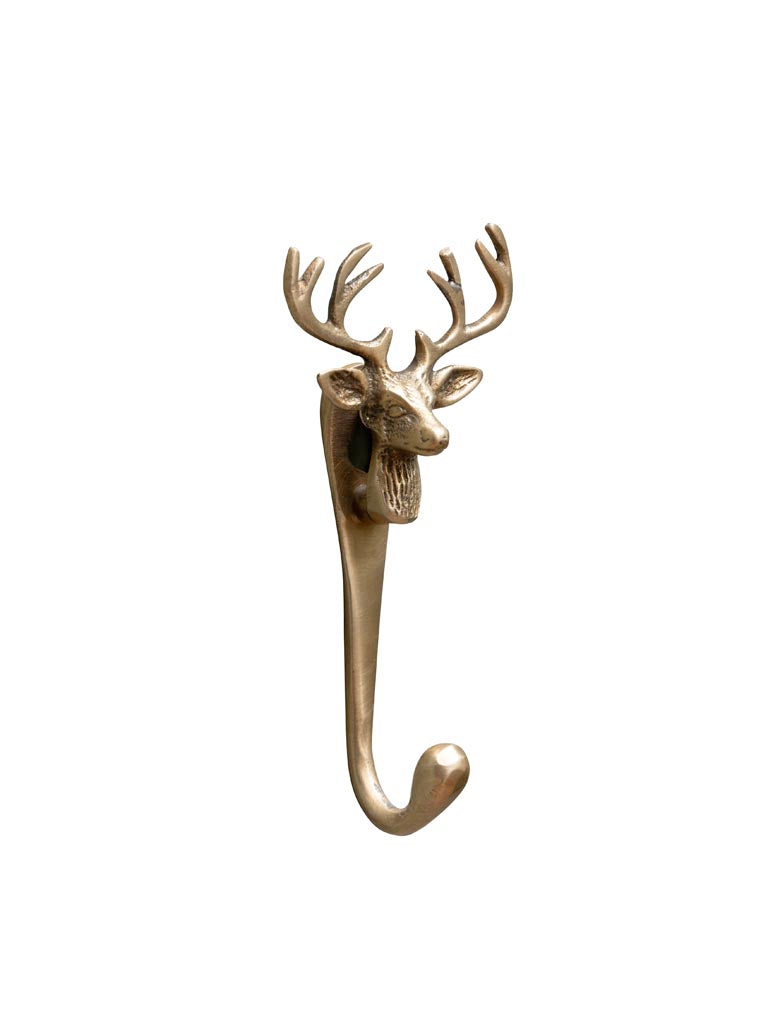 Deer had hook brass patina