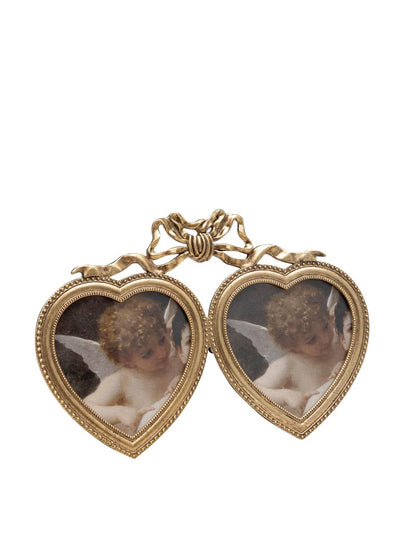 Double golden heart photo holder (9x9)