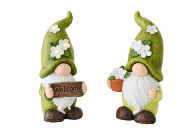 Gnome Welcome + Flowerpot Magnesium Green/White