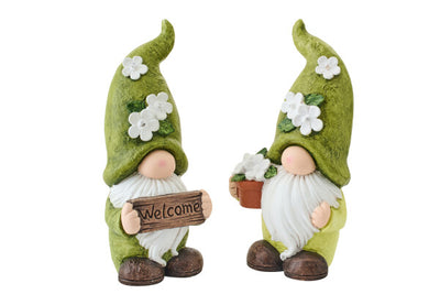 Gnome Welcome + Flowerpot Magnesium Green/White