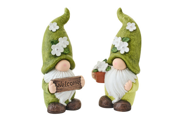 Gnome Welcome + Flowerpot Magnesium Green/White