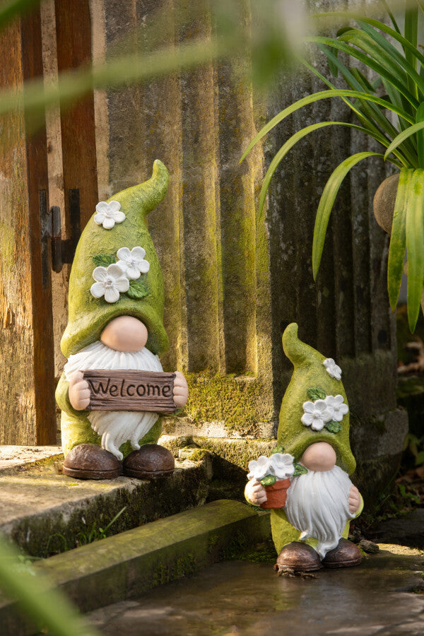 Gnome Welcome + Flowerpot Magnesium Green/White