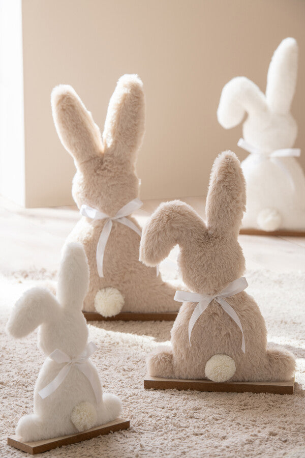 Rabbit Polyester Beige Assortment Of 2