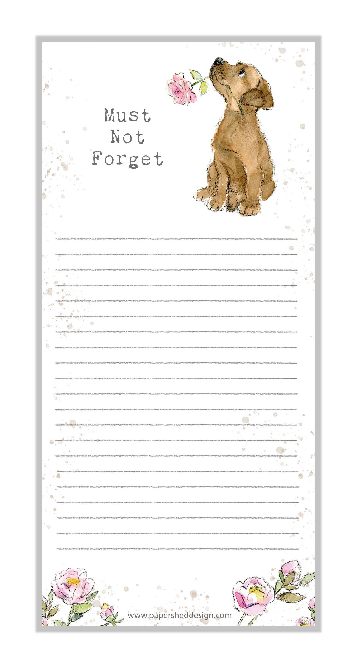 Magnetic Notepad - Puppy with Flower - NOTE05