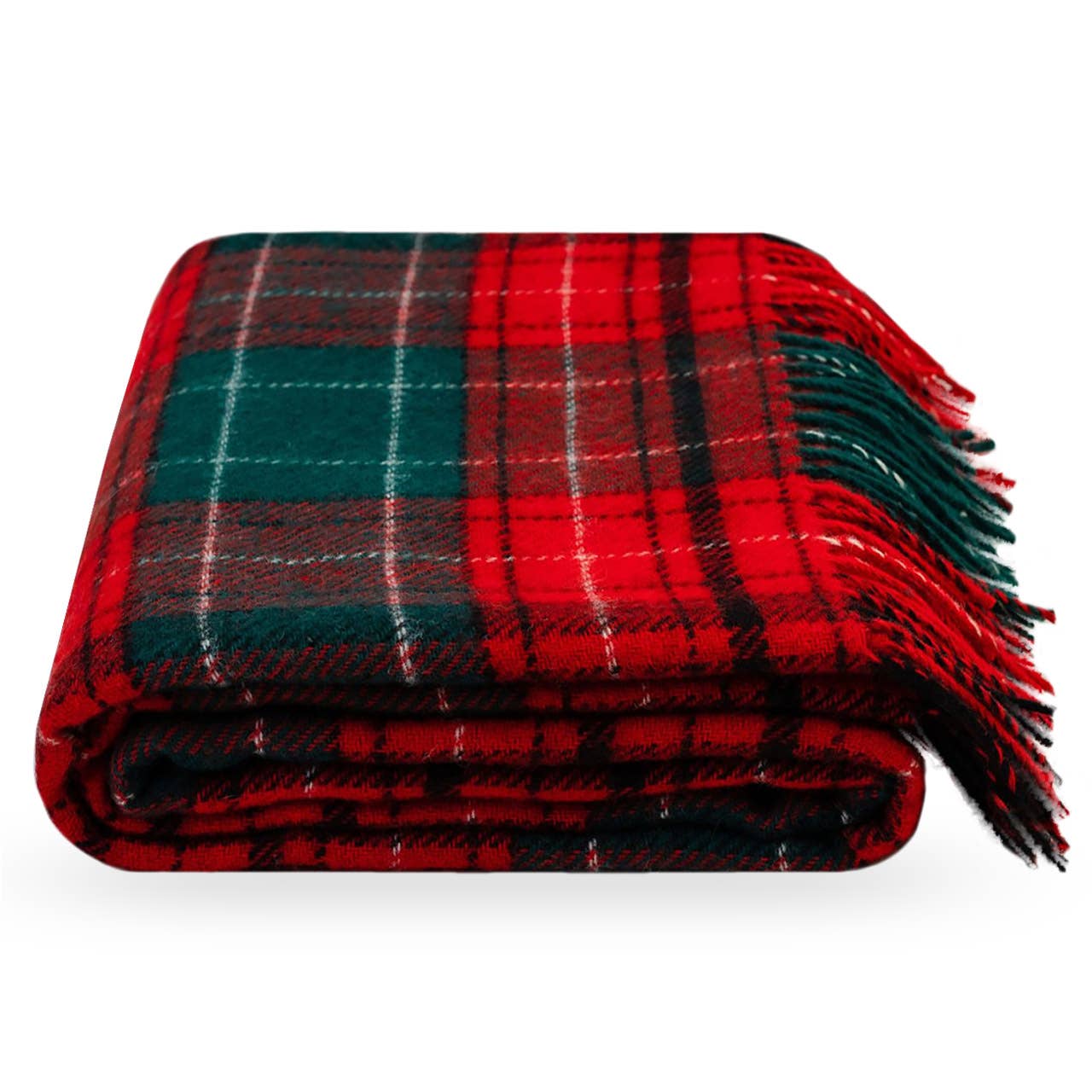 Wool Throw Blanket TARTAN NOEL - red, green