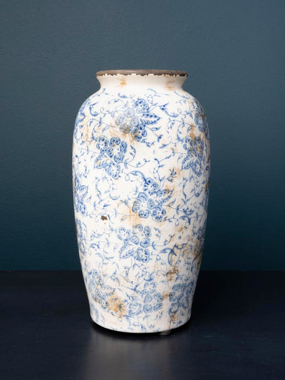 Bucolic flowered urn vase