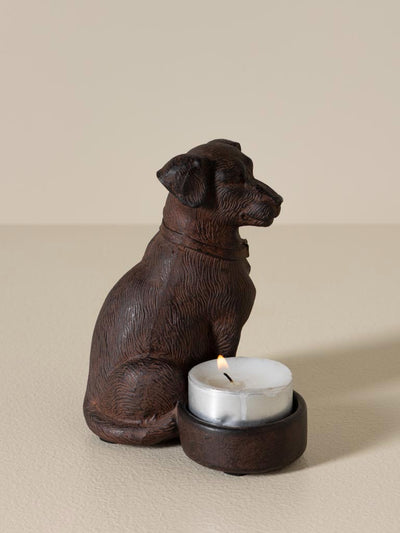 Seated dog tealight holder