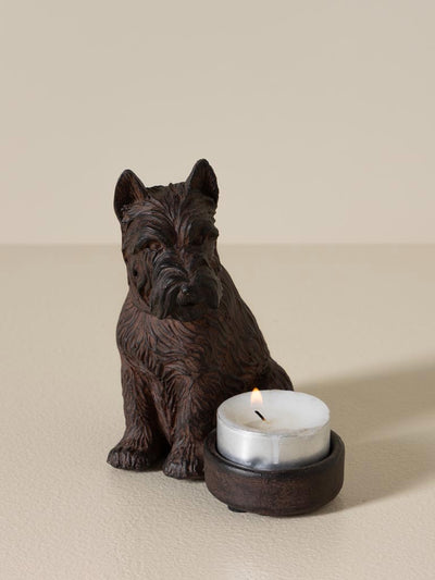 Seated dog tealight holder