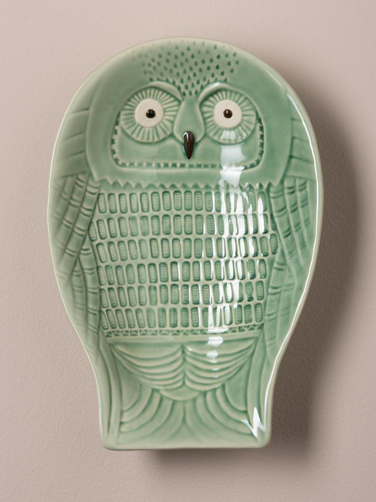 Large green owl plate