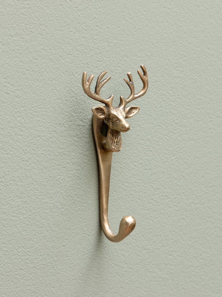 Deer had hook brass patina