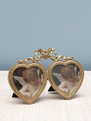 Double golden heart photo holder (9x9)