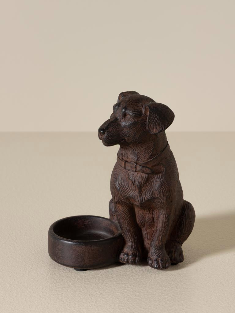 Seated dog tealight holder