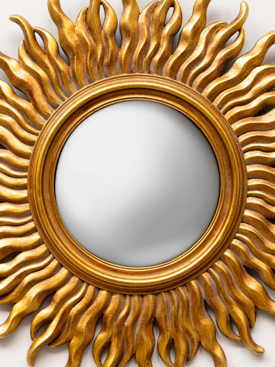 Convex mirror with flames