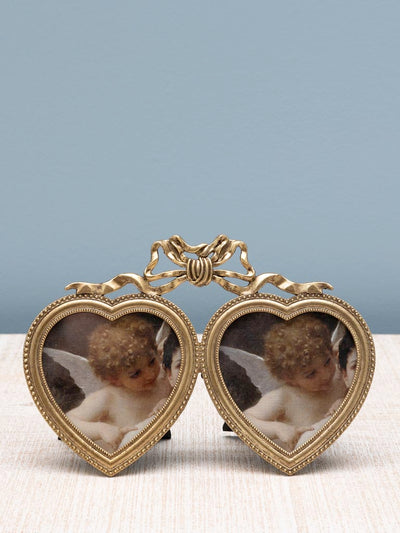 Double golden heart photo holder (9x9)