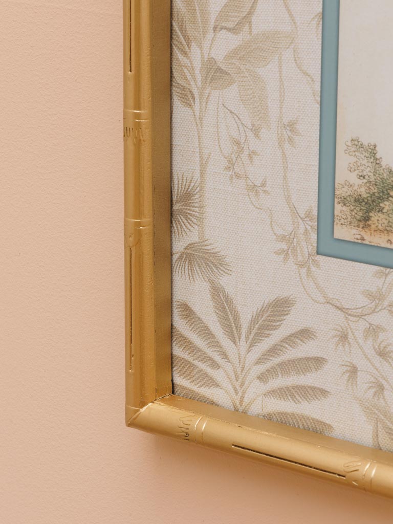 Parrot frame with golden bamboo edge