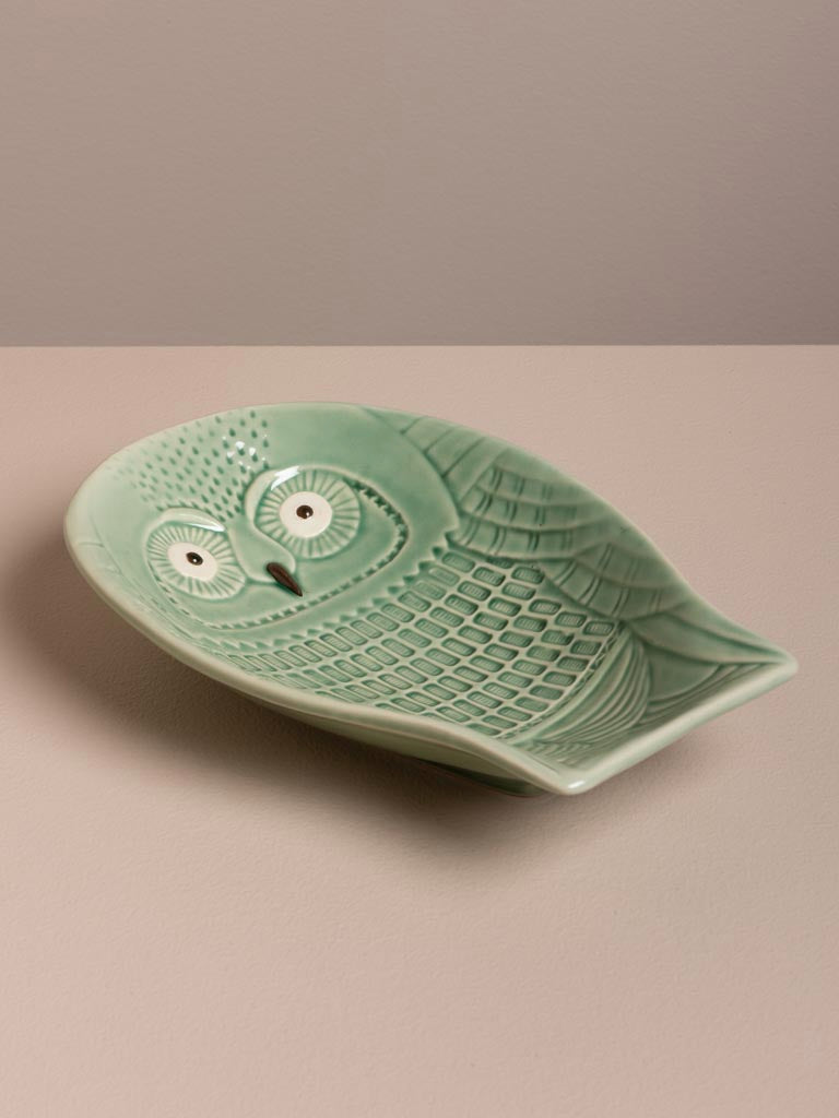 Large green owl plate