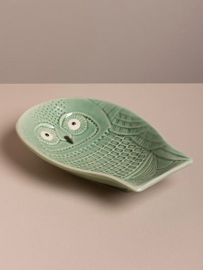Large green owl plate