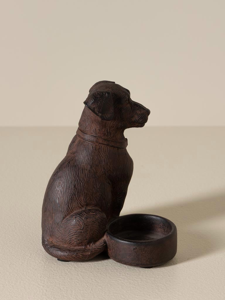 Seated dog tealight holder