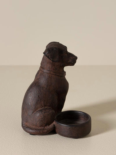 Seated dog tealight holder