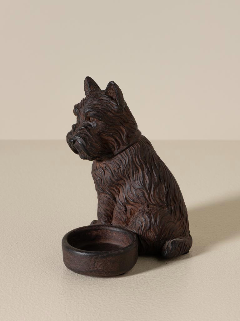 Seated dog tealight holder