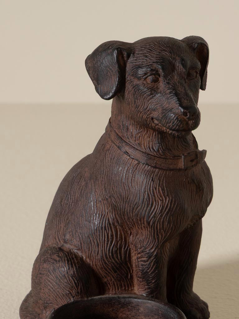 Seated dog tealight holder