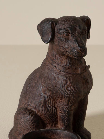 Seated dog tealight holder