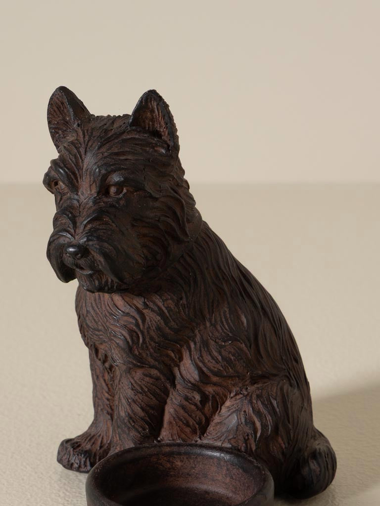 Seated dog tealight holder