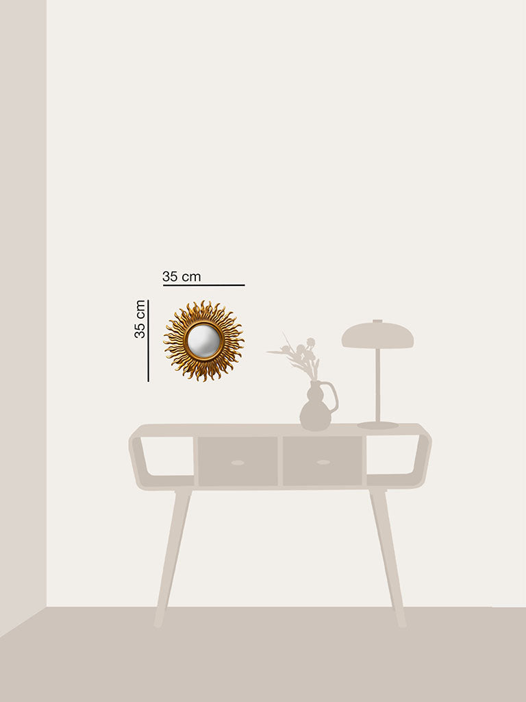Convex mirror with flames