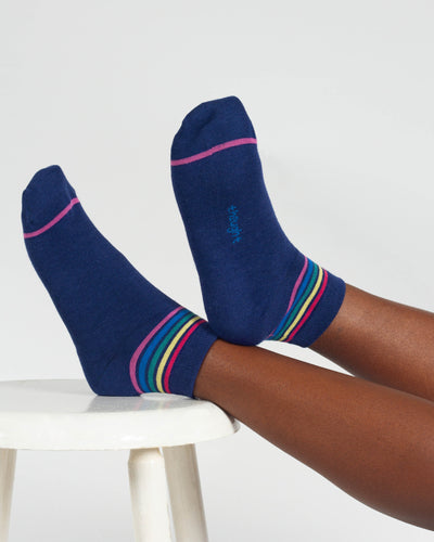 Rainbow Stripe Tipped Short Bamboo Ankle Socks