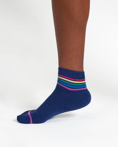 Rainbow Stripe Tipped Short Bamboo Ankle Socks