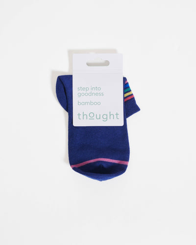 Rainbow Stripe Tipped Short Bamboo Ankle Socks