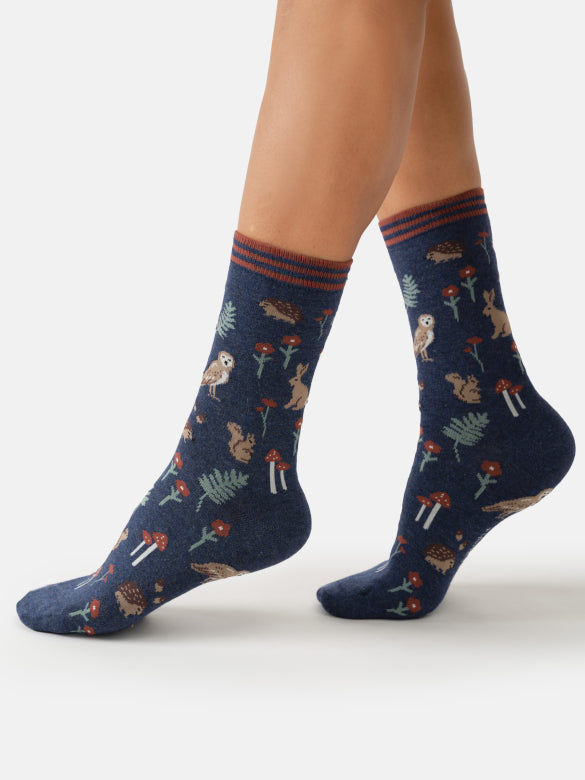 Womens Woodland Tales Bamboo Crew Socks
