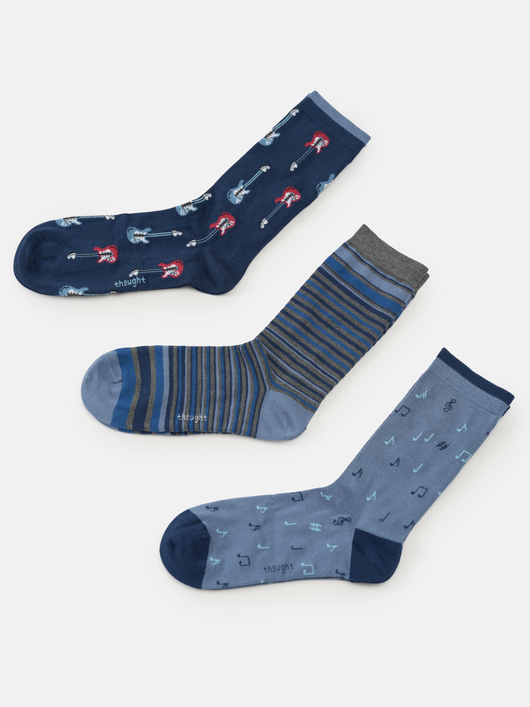 Mens Music Rock & Stroll Bamboo Box of 3 Socks