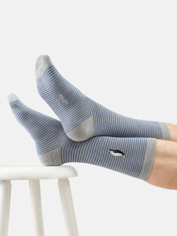 Mens Embroidered Penguin Bamboo Crew Socks