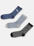 Mens Striped Winter Animals Bamboo Box of 3 Socks