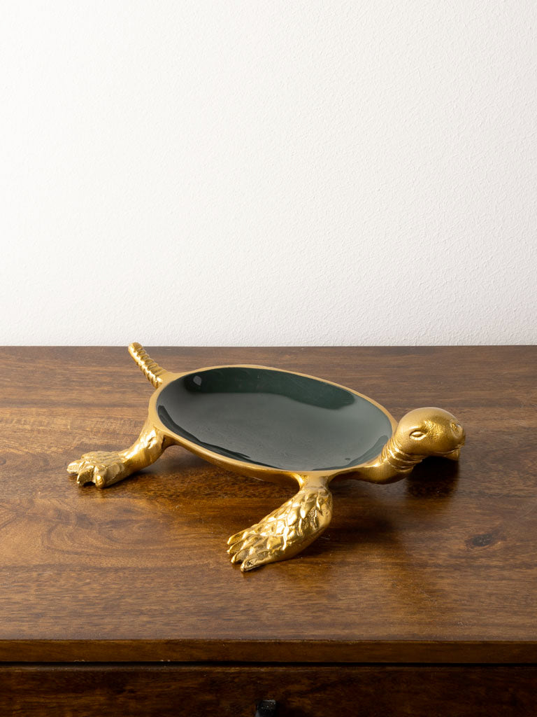 Trinket tray green lacquer turtle