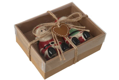 Salt & Pepper Santa Claus Stoneware Christmas Red/White