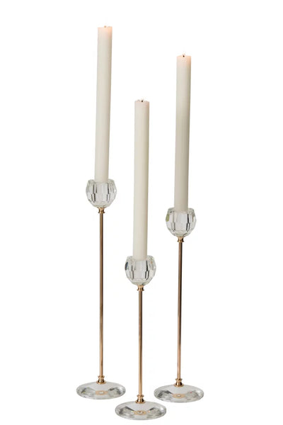 Set Of 3 Candle Holder Crystal Transparent