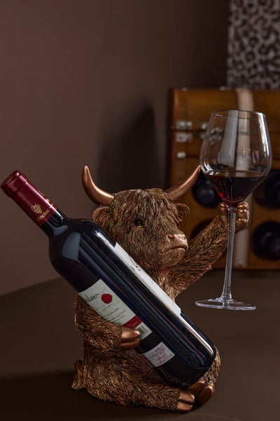 Bull Bottle Of Wine Resin Copper