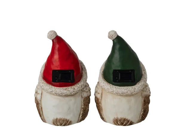 Owl Christmas Hat Magnesium Green/Red Small Assortment Of 2