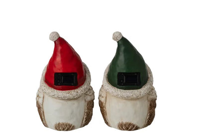 Owl Christmas Hat Magnesium Green/Red Small Assortment Of 2
